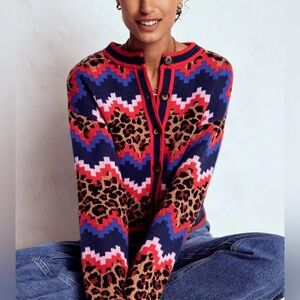 🐆 Boden Abi Jacquard Cardigan, 
Multi Fair Isle, Leopard